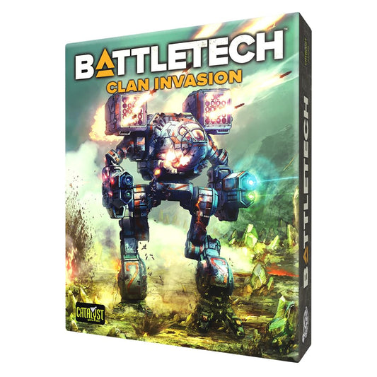 Catalyst BattleTech Clan Invasion Box minis—seven fully assembled models for quick setup and vivid battles.