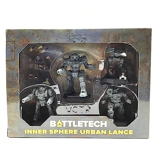 Catalyst Battletech Urban Lance miniature set in dynamic posture for display.