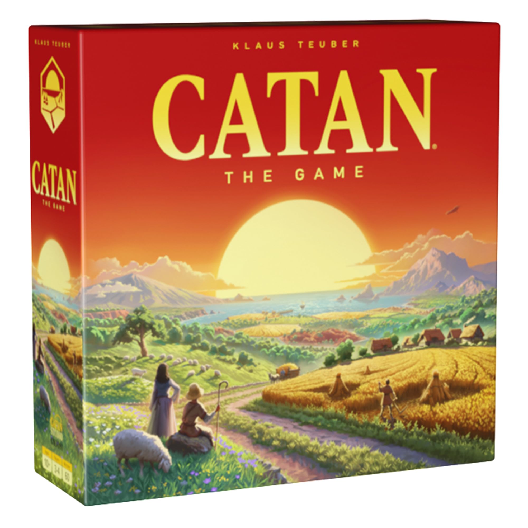CATAN front box showing cover art and edition, attracts players for family game night