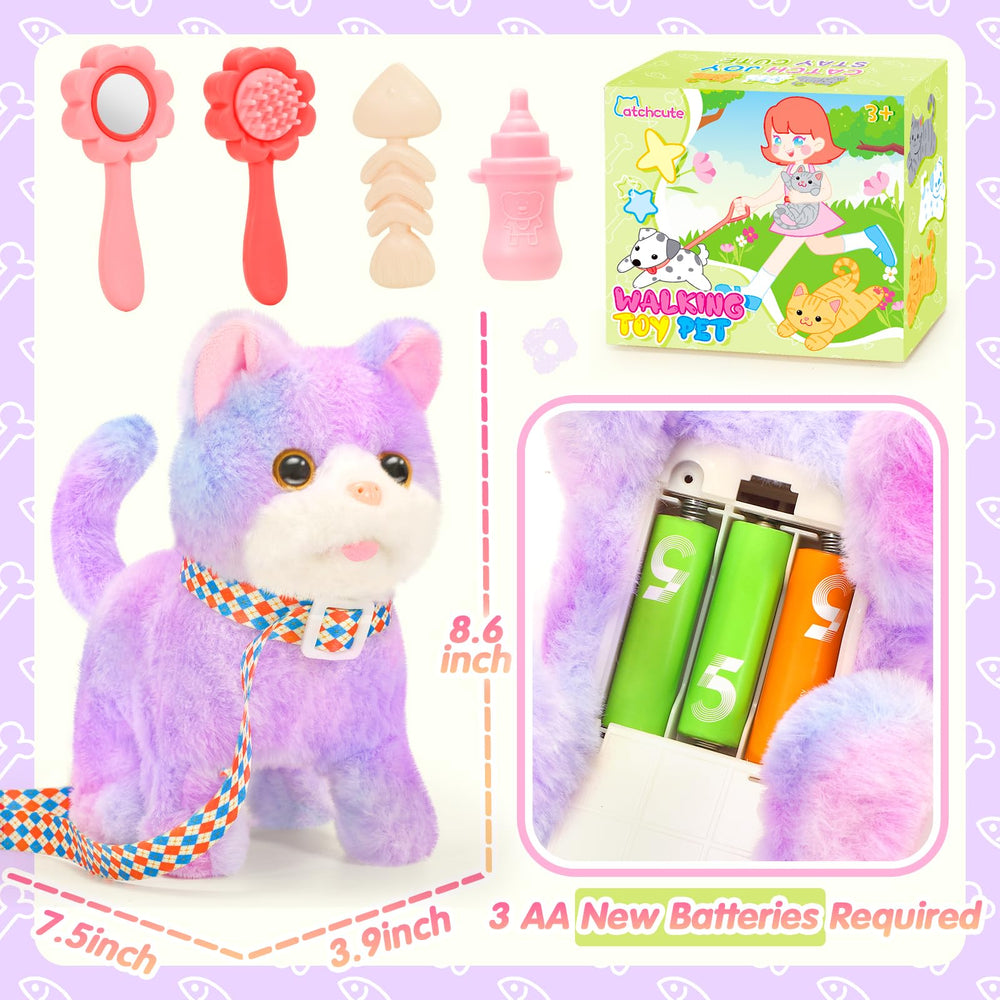 CatchCute plush cat walking and meowing for realistic imaginative play