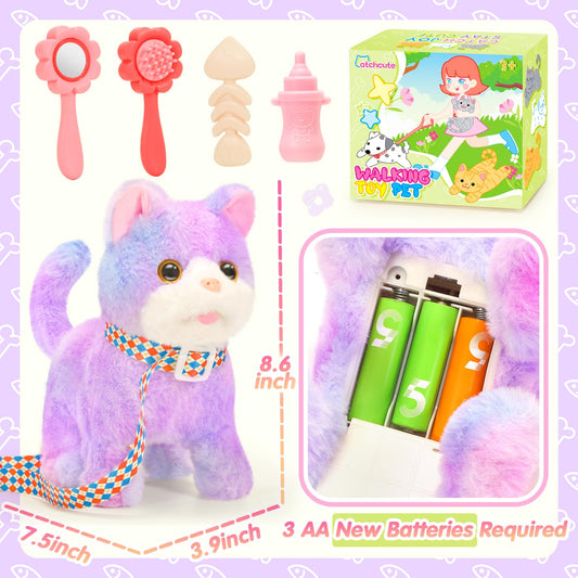 CatchCute plush cat walking and meowing for realistic imaginative play
