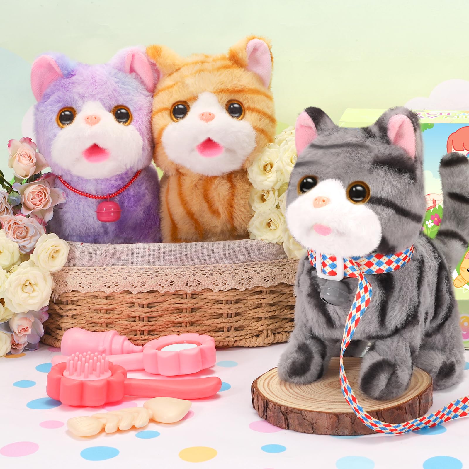 CatchCute plush cat toy meowing realistically enhances pretend pet experiences