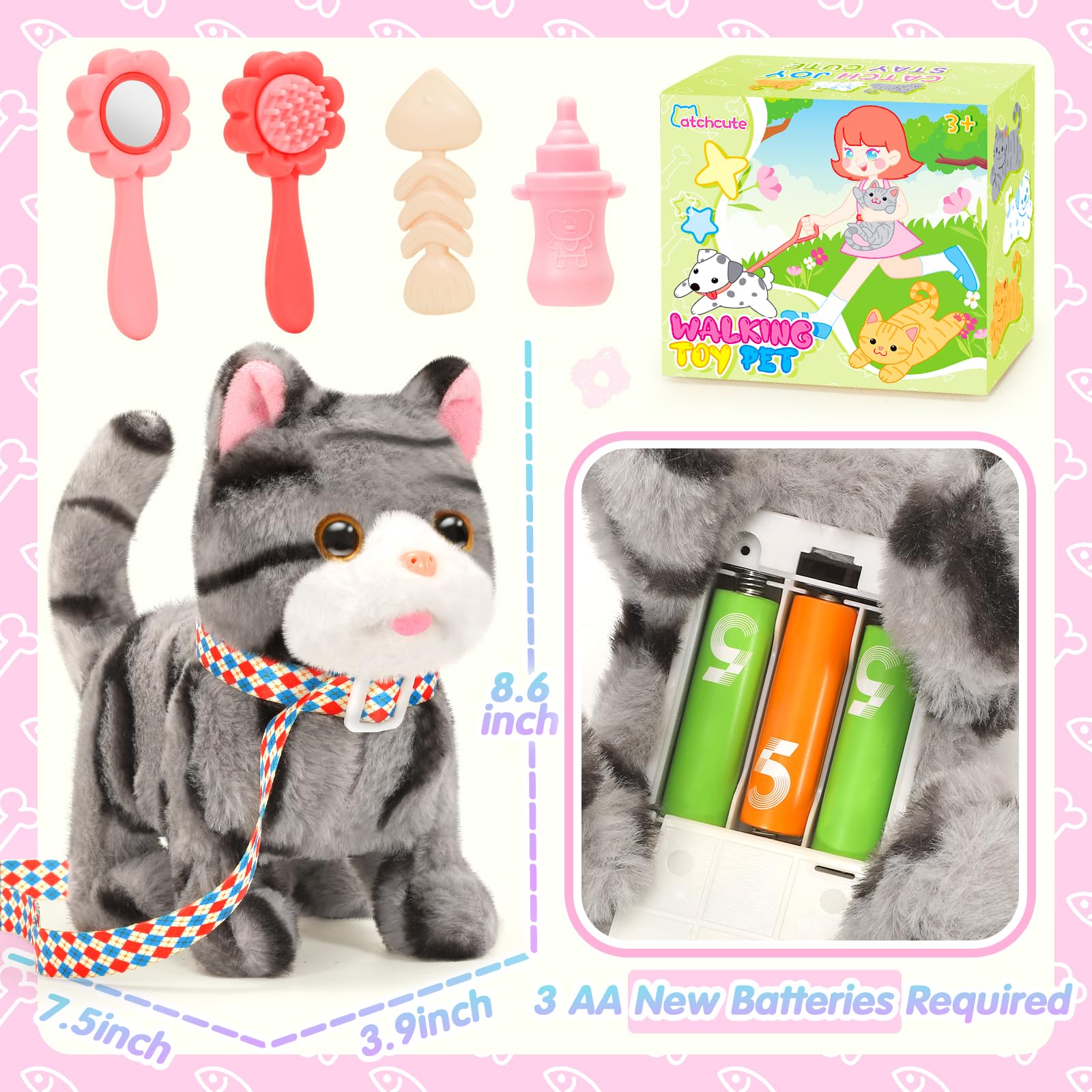 CatchCute plush cat toy with tail wag demonstrates dynamic, engaging play