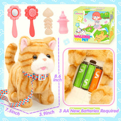 CatchCute plush cat walking and meowing demonstrates lifelike play.