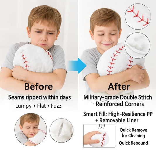 CatchStar baseball pillow with embroidered front adds decorative detail for boys' rooms.