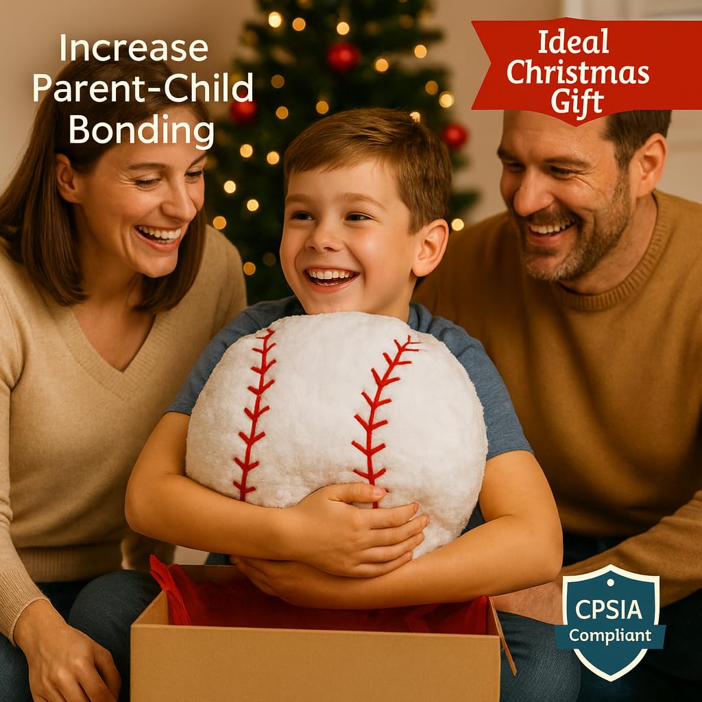 CatchStar baseball pillow soft velveteen texture enhances bedtime comfort.