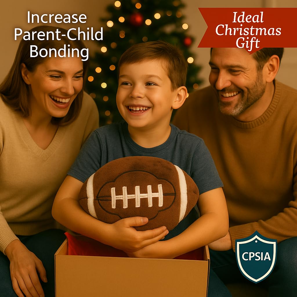 CatchStar football plush pillow in child hug, ideal for nap time and comfort
