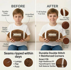 CatchStar football plush pillow on bed, enhances sports-themed room decor