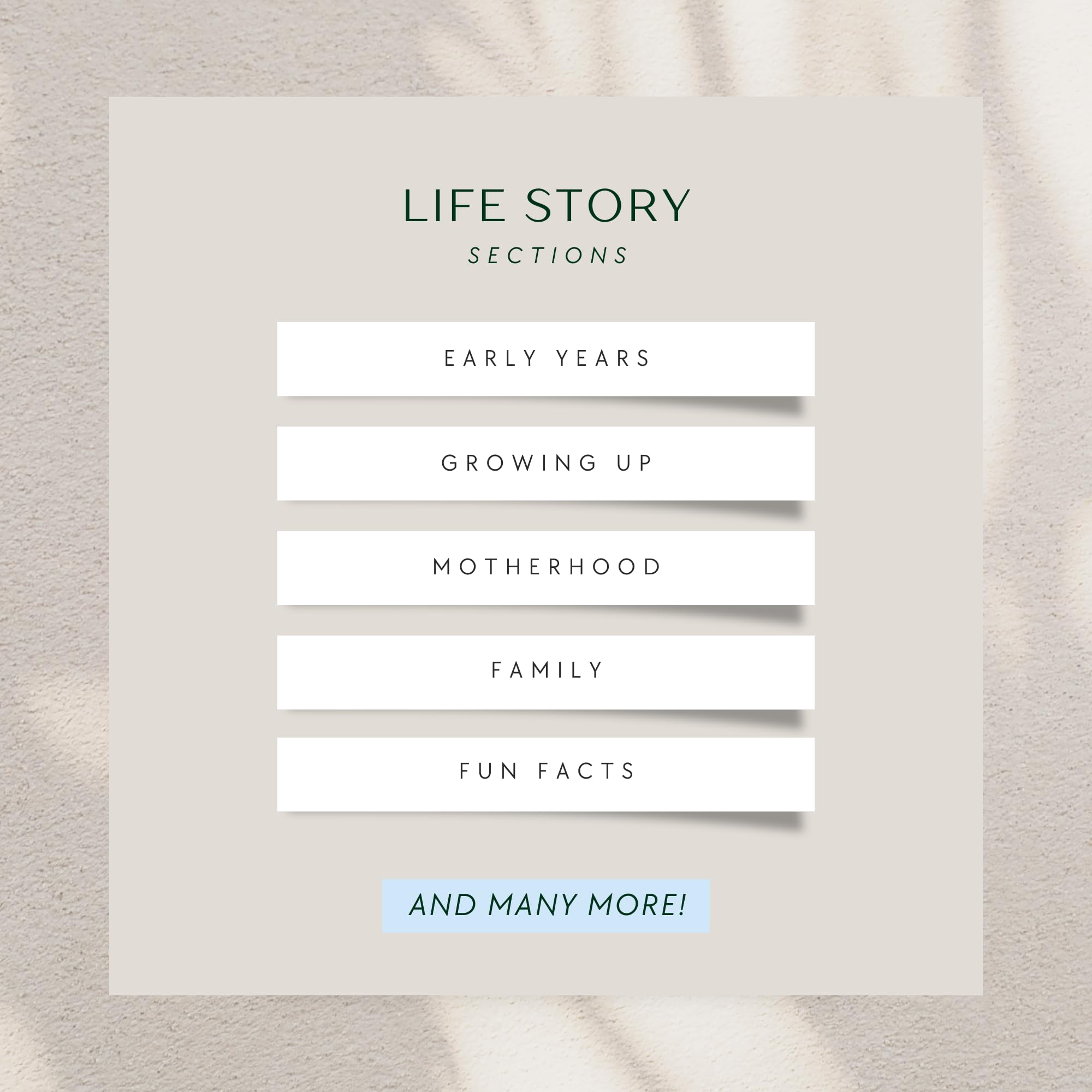 CATCHYOURDREAMS Mom's Story Journal open spread with prompts—easy memory capturing.