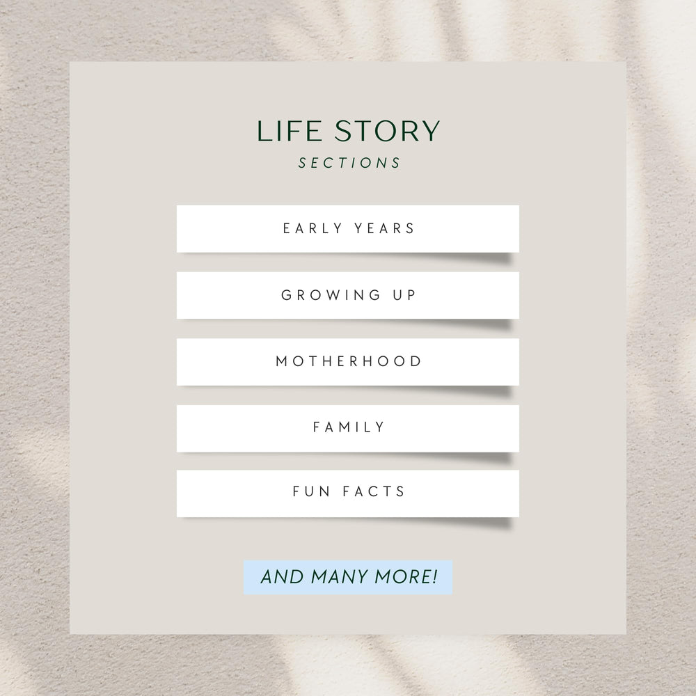 CATCHYOURDREAMS Mom's Story Journal open spread with prompts—easy memory capturing.