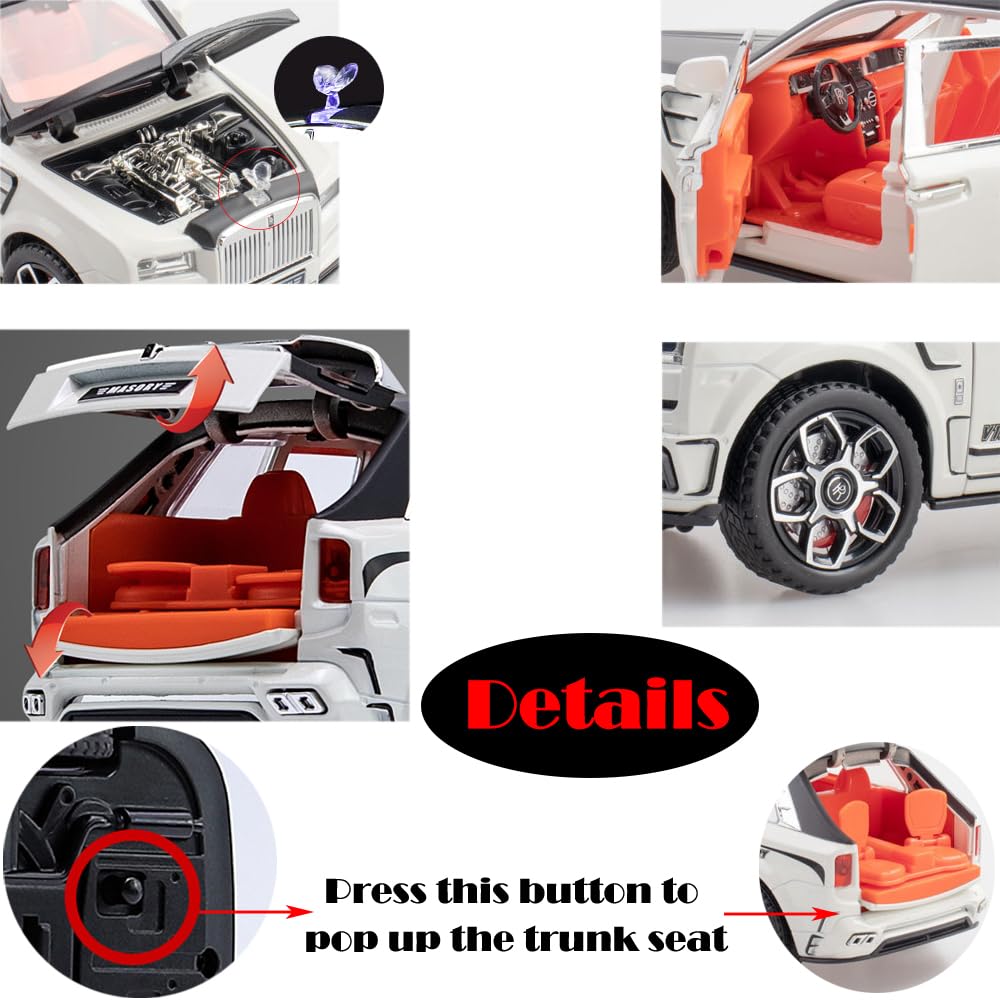 Catovie Rolls-Royce Cullinan 1/24 side view highlighting sleek silhouette and durable build