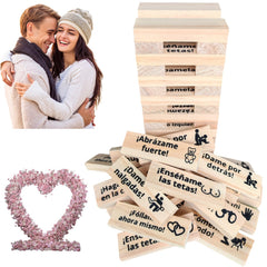 Cattoroy adult blocks tower wood closeup, showcasing durable blocks for couples.