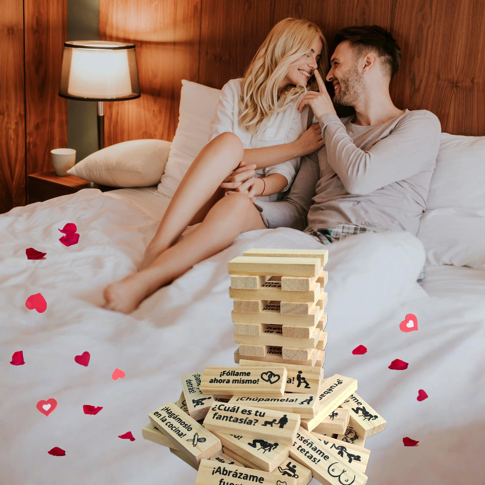 Cattoroy couple playing at table demonstrates romantic, lighthearted play.
