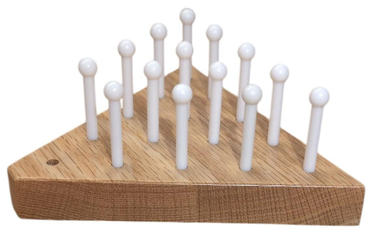 Cauff solid oak peg game board, classic triangle design for solo brain teaser enjoyment