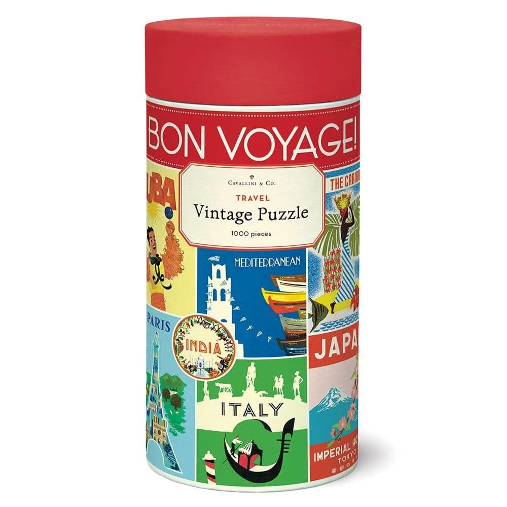 CAVANILLI & CO Cavallini 1000-piece puzzle in travel poster tube for easy gifting.
