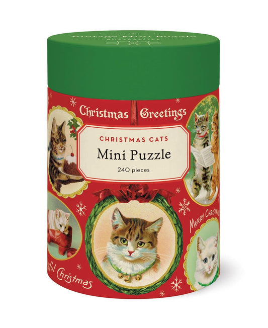 Cavallini & Co Christmas Cat puzzle cover image showcasing vintage feline holiday art for cozy evenings