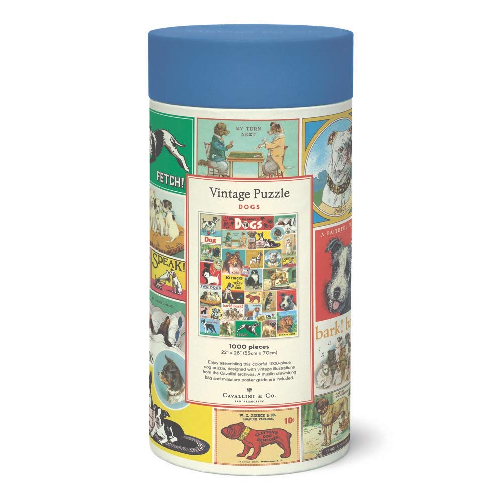 CAVANILLI & CO Cavallini dogs puzzle in progress demonstrates calming, screen-free recreation.