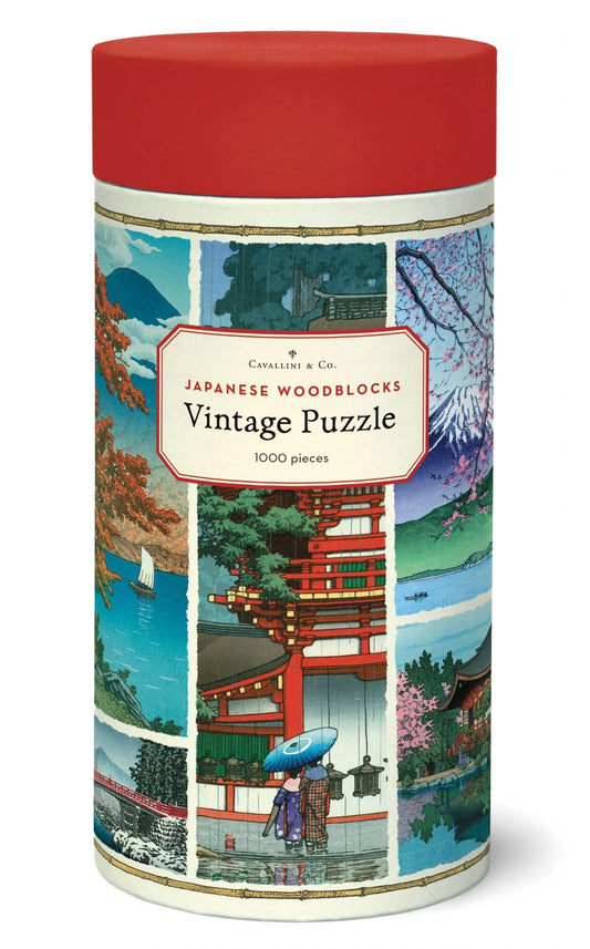 Cavallini & Co Japanese woodblocks puzzle, 1000 pieces, detailed vintage design for mindful assembly.