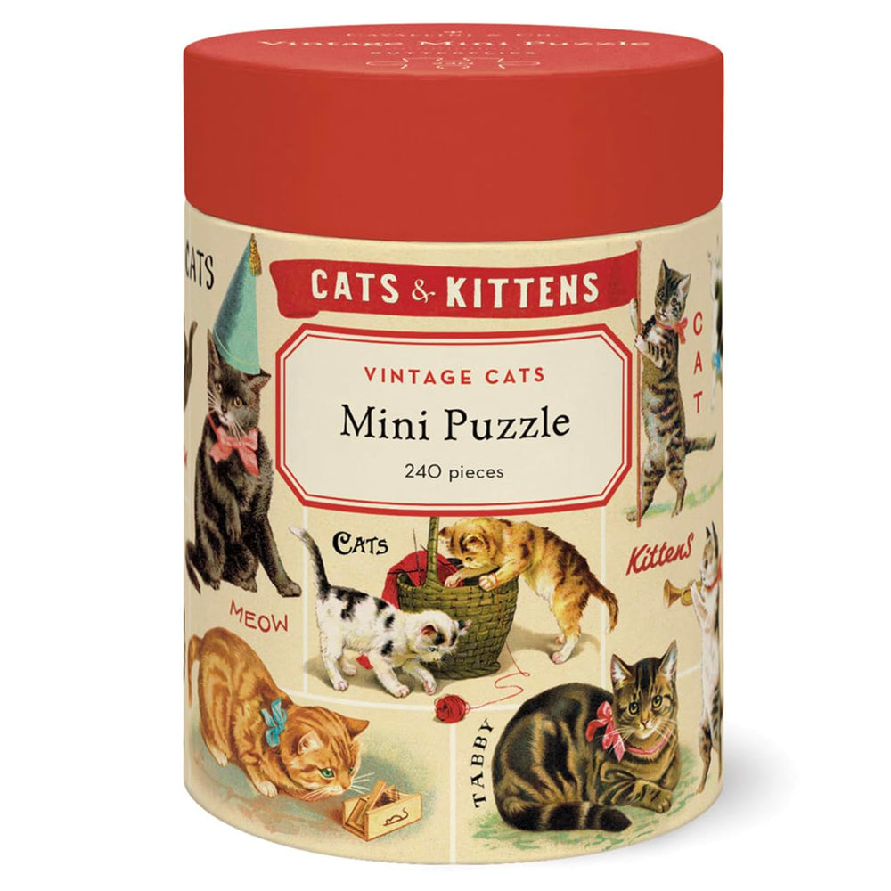 CAVANILLI & CO. Cavallini mini puzzle with vintage cat illustrations for cozy evenings.