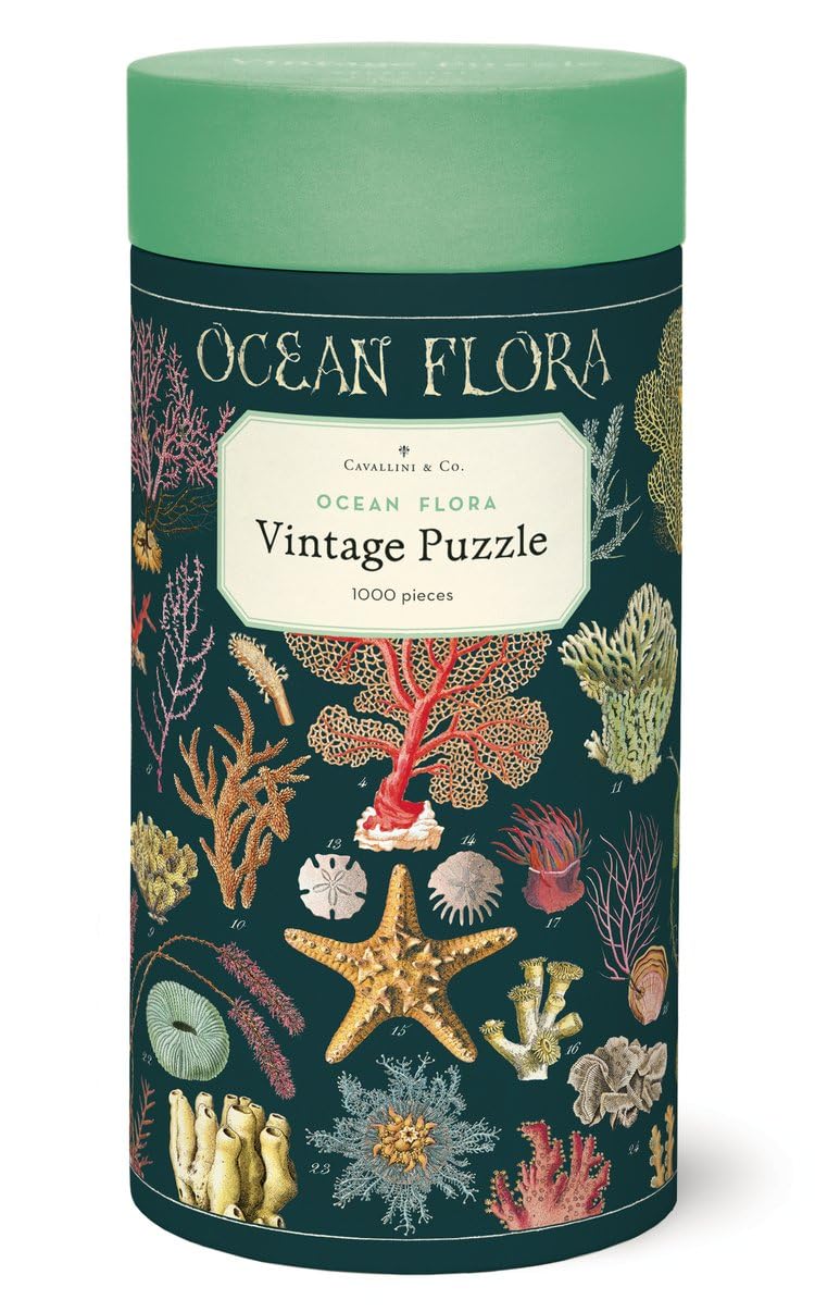 CAVANILLI CO Ocean Flora puzzle with vintage marine illustration for relaxing family activity