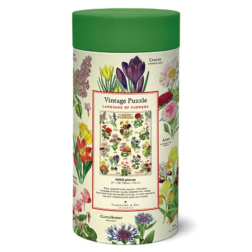 Cavallini and Co language of flowers puzzle 1000-piece layout reveals detailed botanicals.