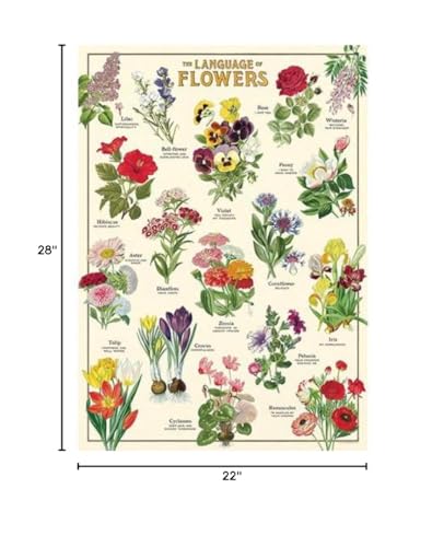 Cavallini and Co language of flowers puzzle with miniature poster guide for quick reference.