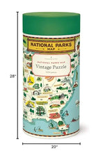 Cavallini Papers & Co. National Parks Map completed puzzle, measures 20 in by 28 in.