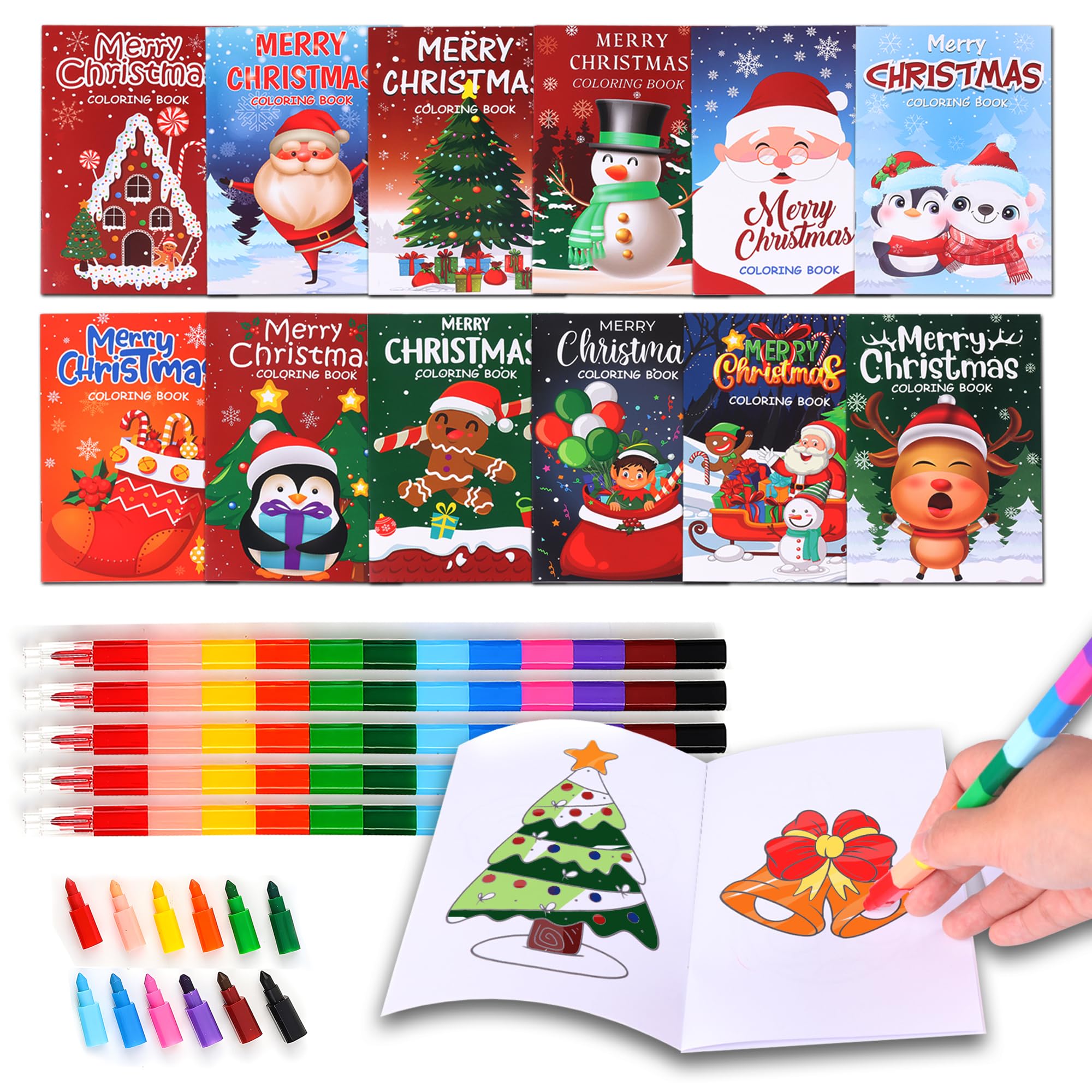 CAVENLLI Christmas coloring books set for kids inviting festive coloring fun.