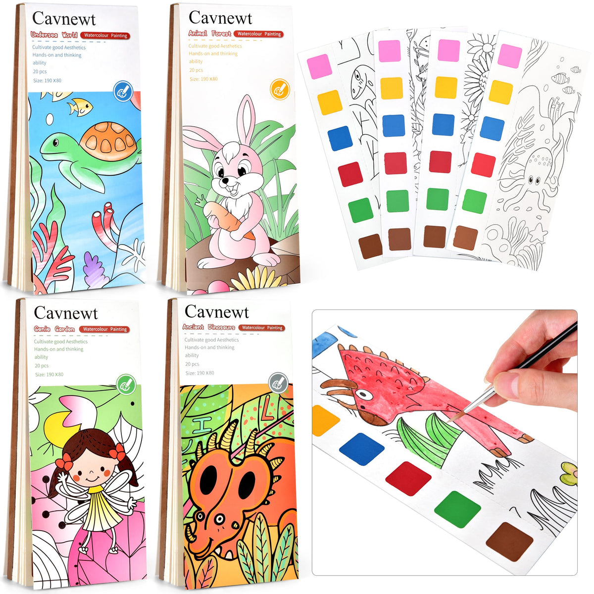 Cavnewt 4Pack Mini Paint Pad front view, compact mess-free watercolor kit for travel.