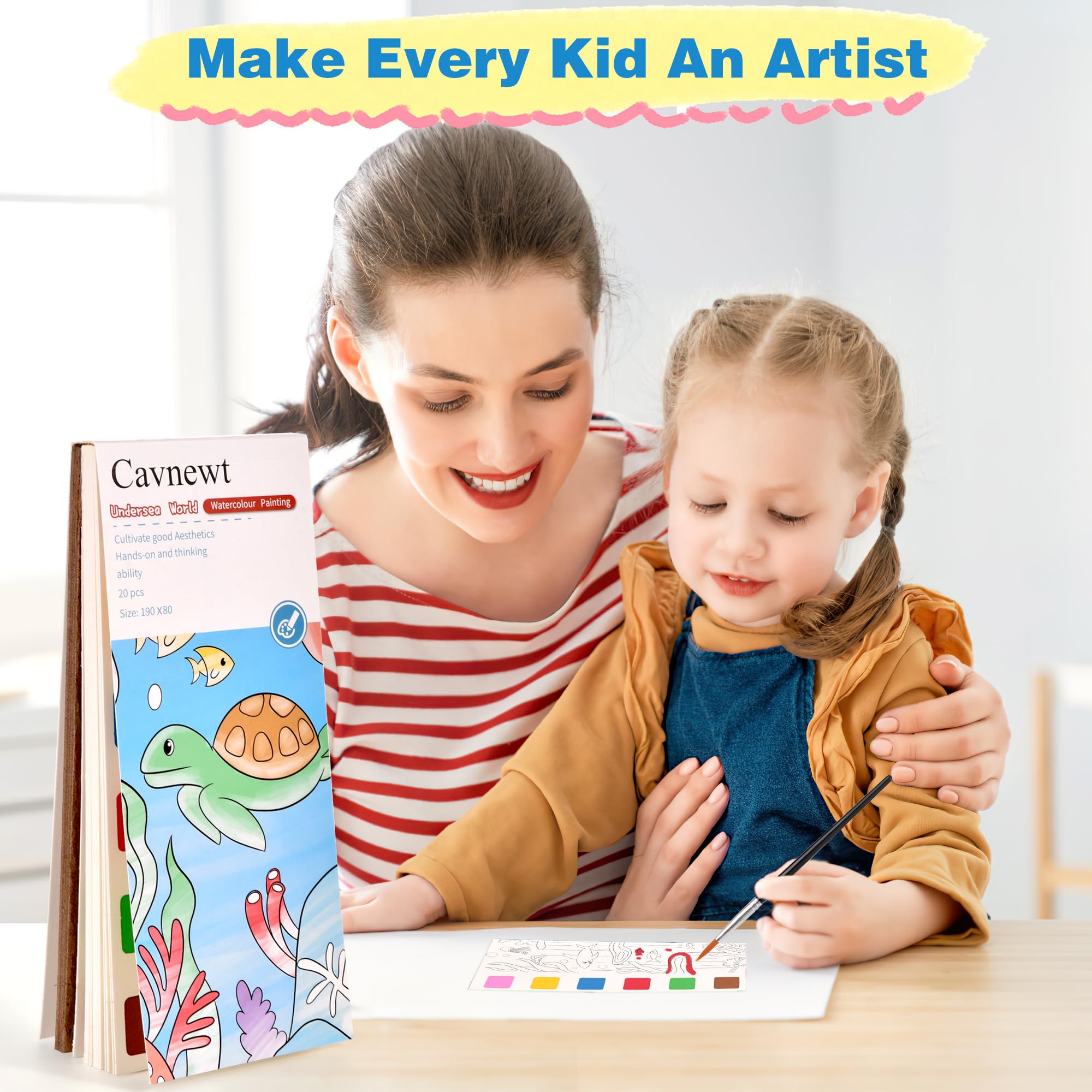 Cavnewt mini paint pad child painting to illustrate learning colors and creativity.