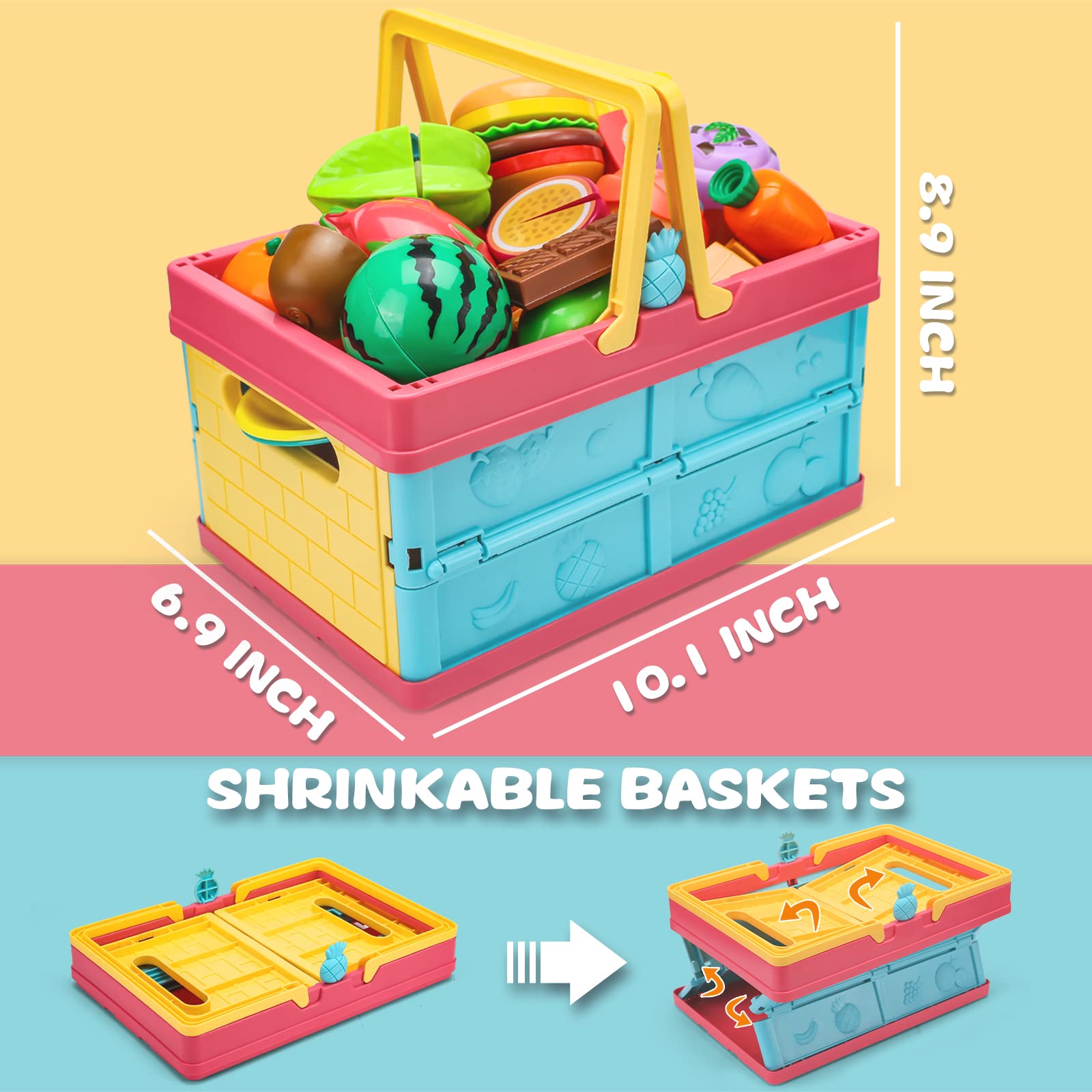 Cawiew foldable storage basket keeps play area tidy.