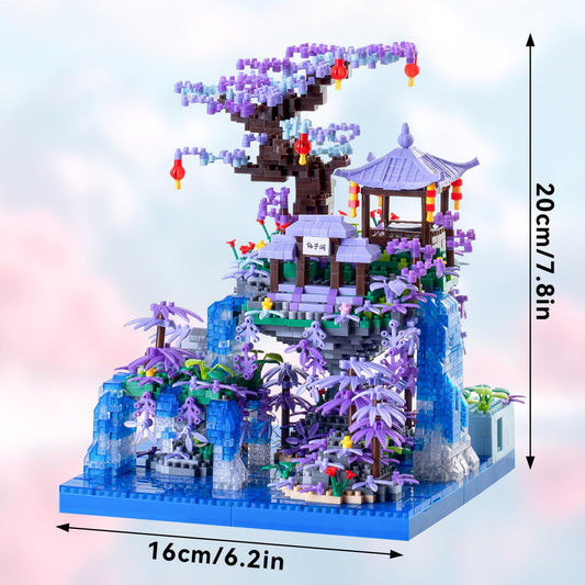 CAXIMSY Peach Blossom Pond waterfall detail captures cascading texture for realism.