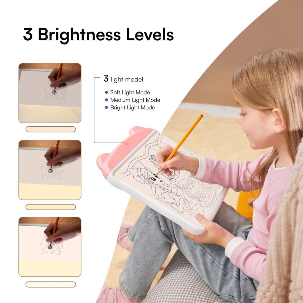 Caydo light up tracing pad box content with pencils and sheets