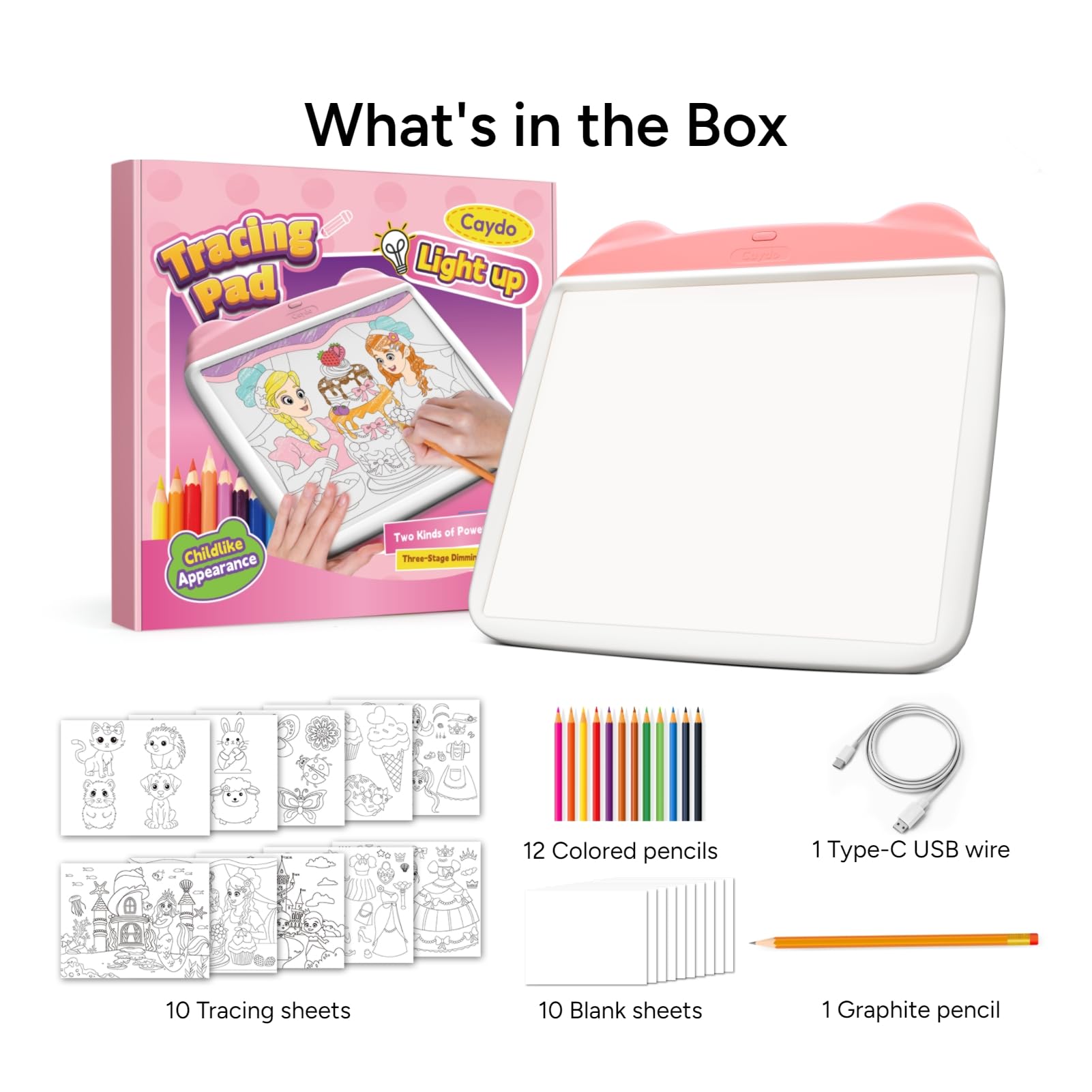 Caydo light up tracing pad colored pencils included for creativity