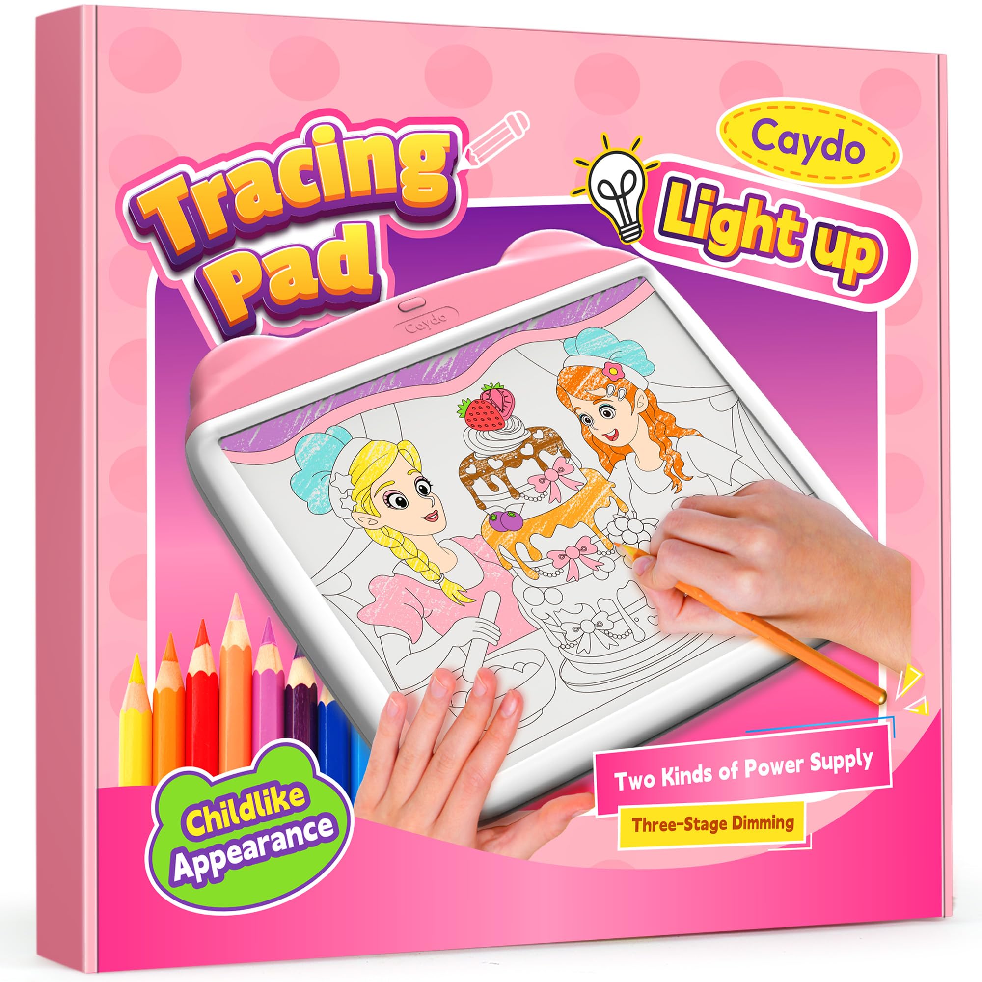 Caydo light up tracing pad front view for easy tracing and drawing