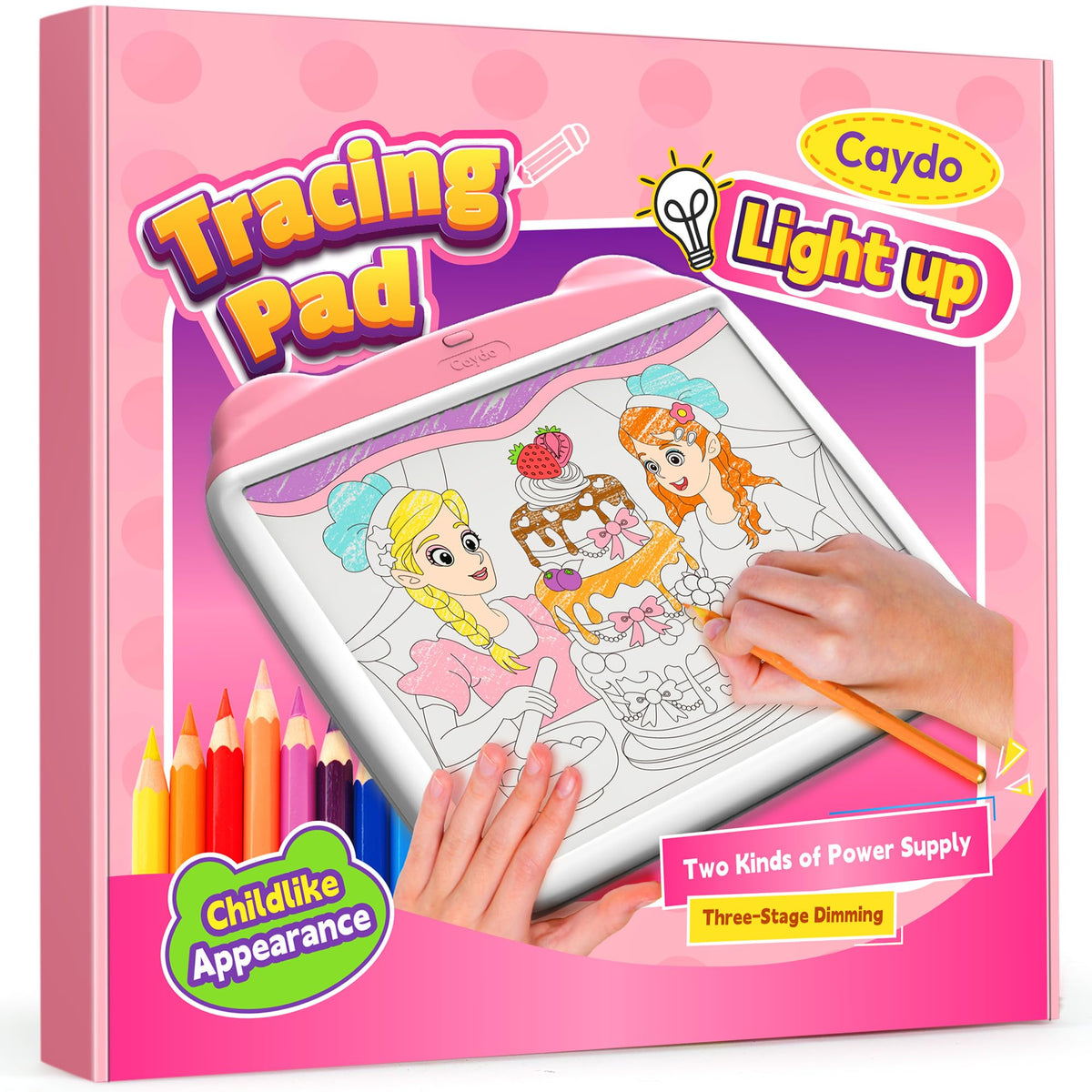 Caydo light up tracing pad front view for easy tracing and drawing