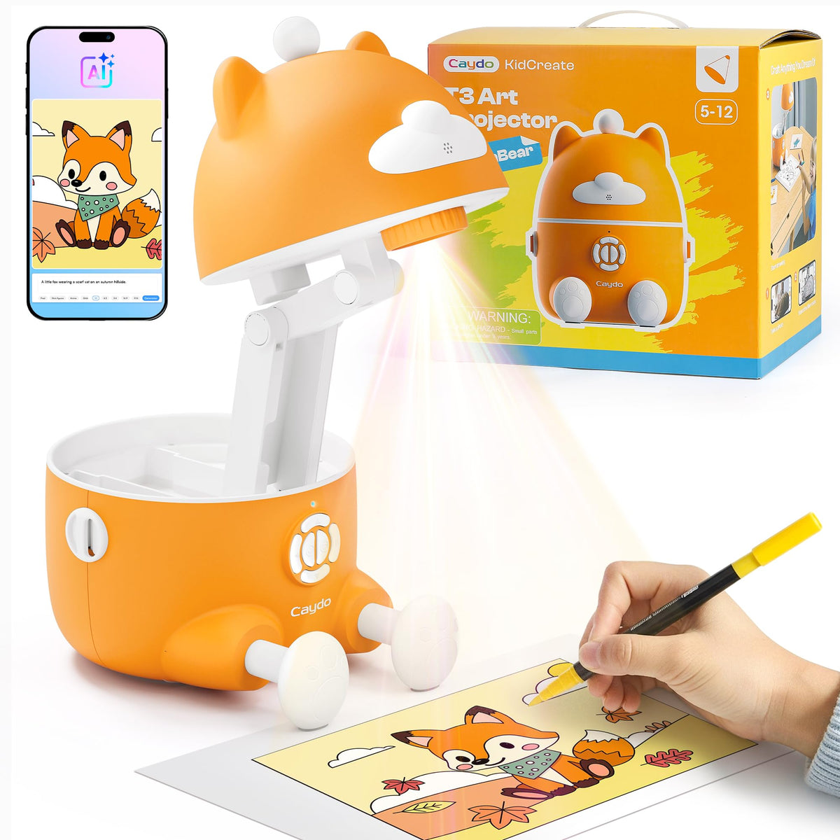 Caydo T3 setup with guided learning visuals for kids.