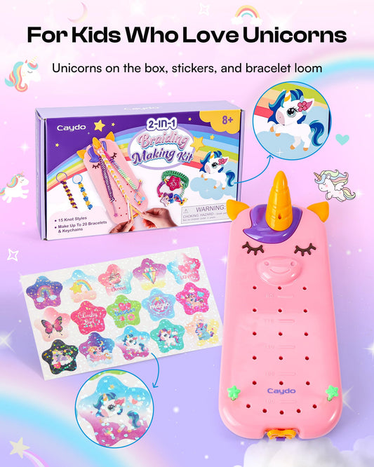 Caydo Unicorn Bracelet Maker colorful threads spread for vibrant designs