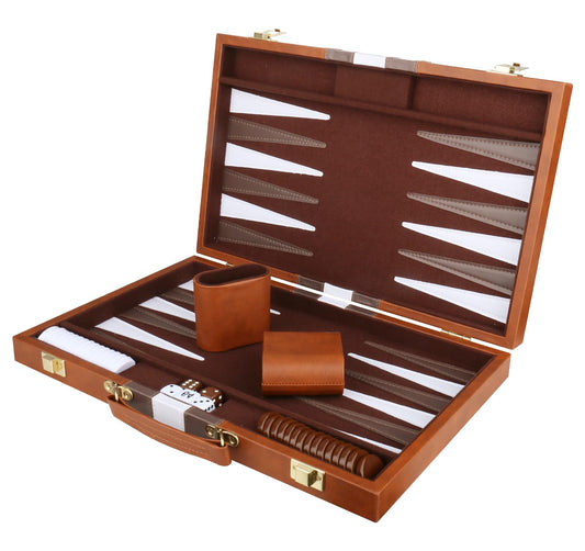 CAYOULR backgammon premium leather case protects the board during travel.