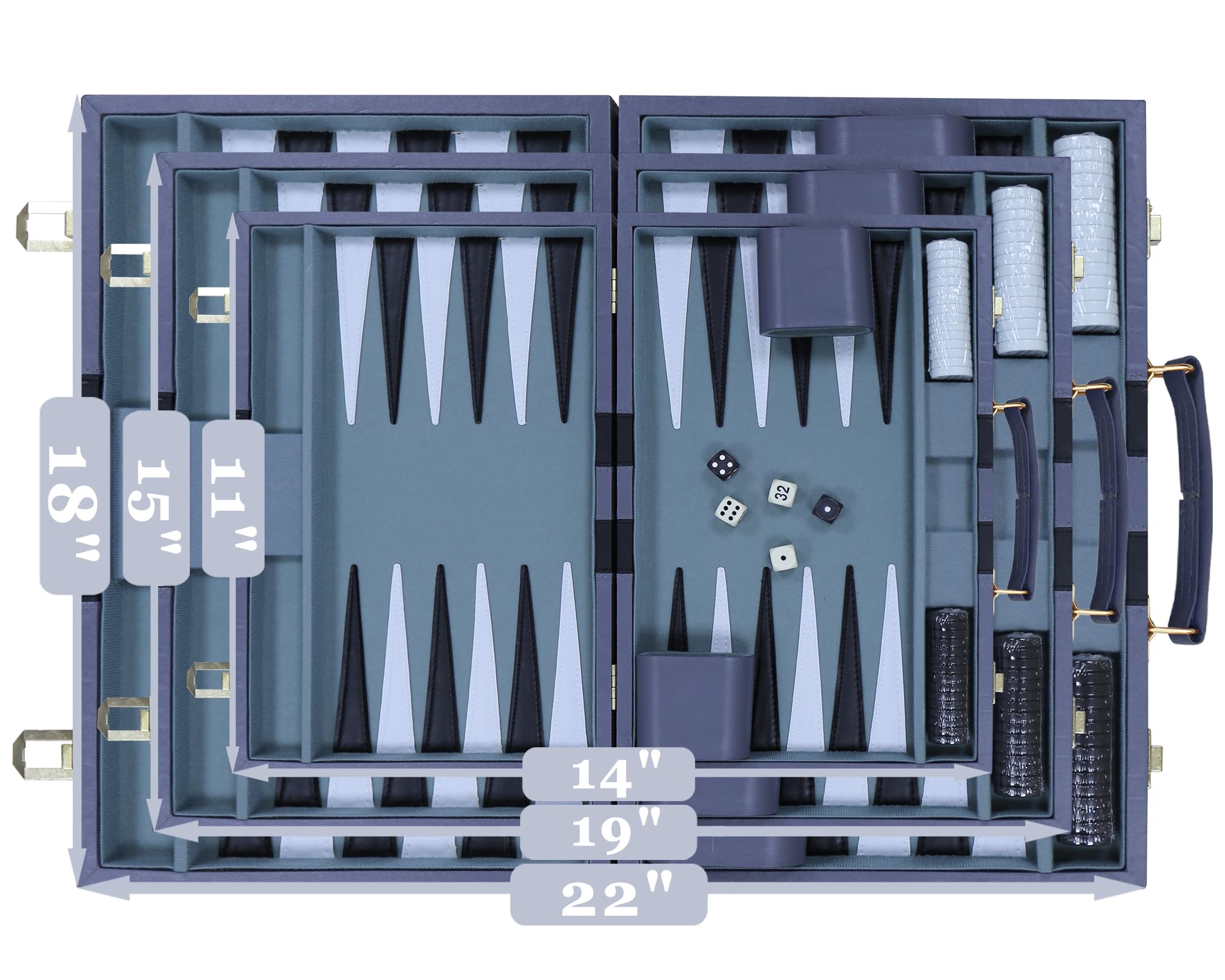 CAYOULR Backgammon Set pieces stored neatly in case for travel