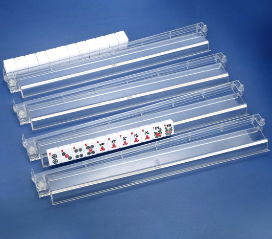 CAYOULR mahjong racks with pushers in transparent design for lightweight, portable play