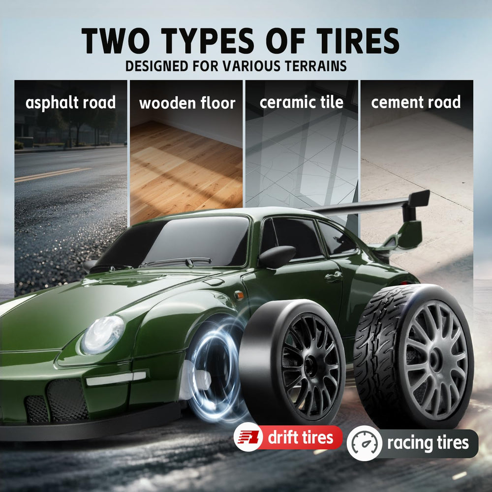 Cayrzeth drift and race tires swap kit for surface-specific performance