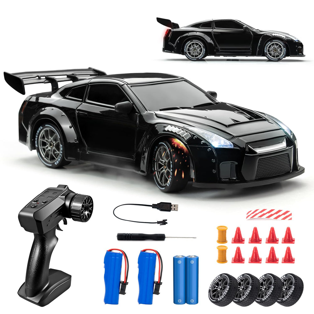 Cayrzeth RC drift car 1:24 scale with LED lighting for night display.