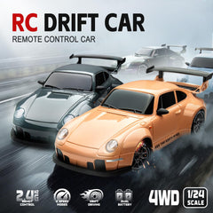Cayrzeth RC drift car 1:24 rear view with taillights and underglow.