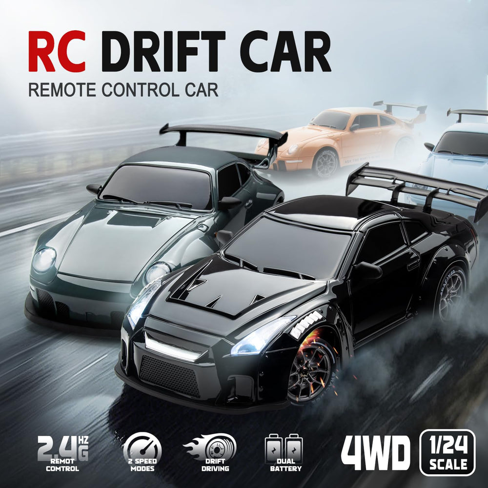 Cayrzeth RC drift car LED lighting highlights headlights and underglow for night action.