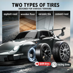 Cayrzeth RC drift car racing tires ready for outdoor grip on rough terrain.