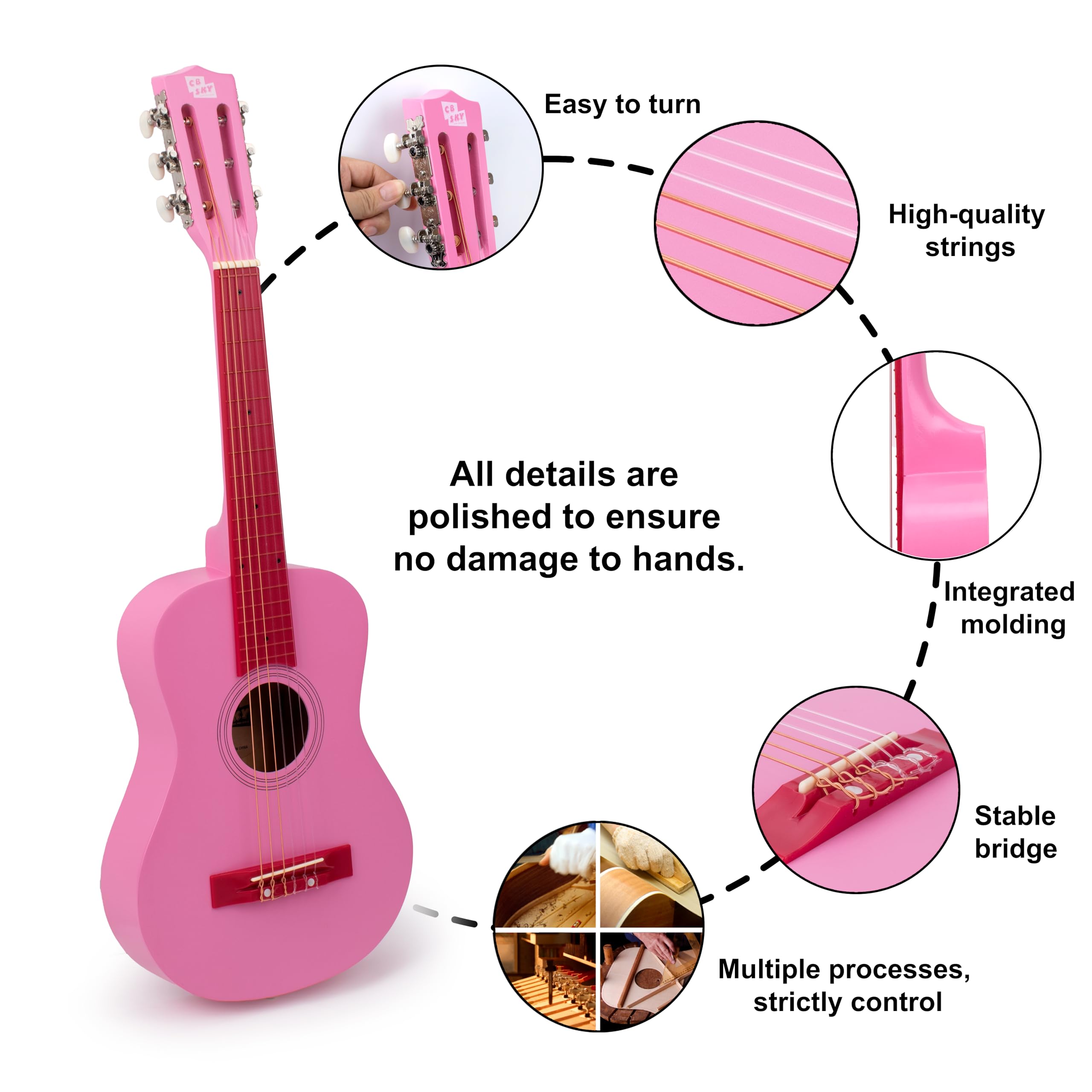 CB SKY 30-Inch Classical Guitar child practicing and enjoying music