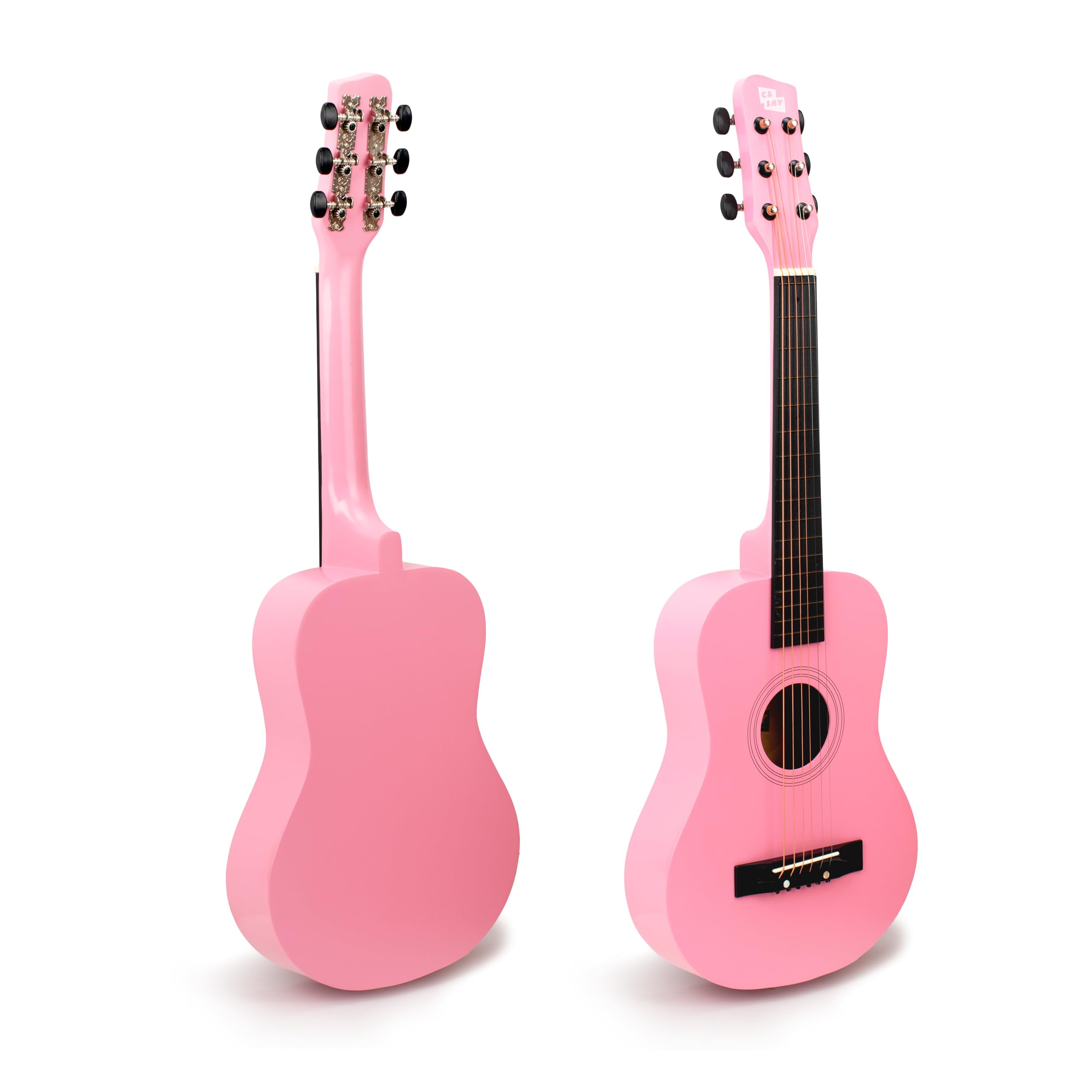 CB SKY pink guitar side view—ergonomic neck for easy handling.
