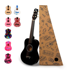 CB SKY 30-inch wooden black guitar front view for junior beginners