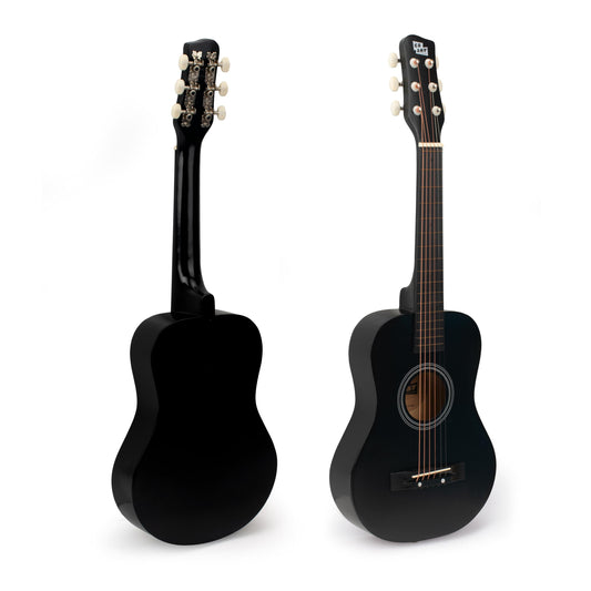 CB SKY 30-inch wooden black guitar side view showing compact design for kids